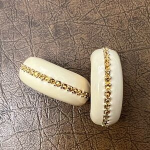 St John gold & beige costume jewelry clip on earrings